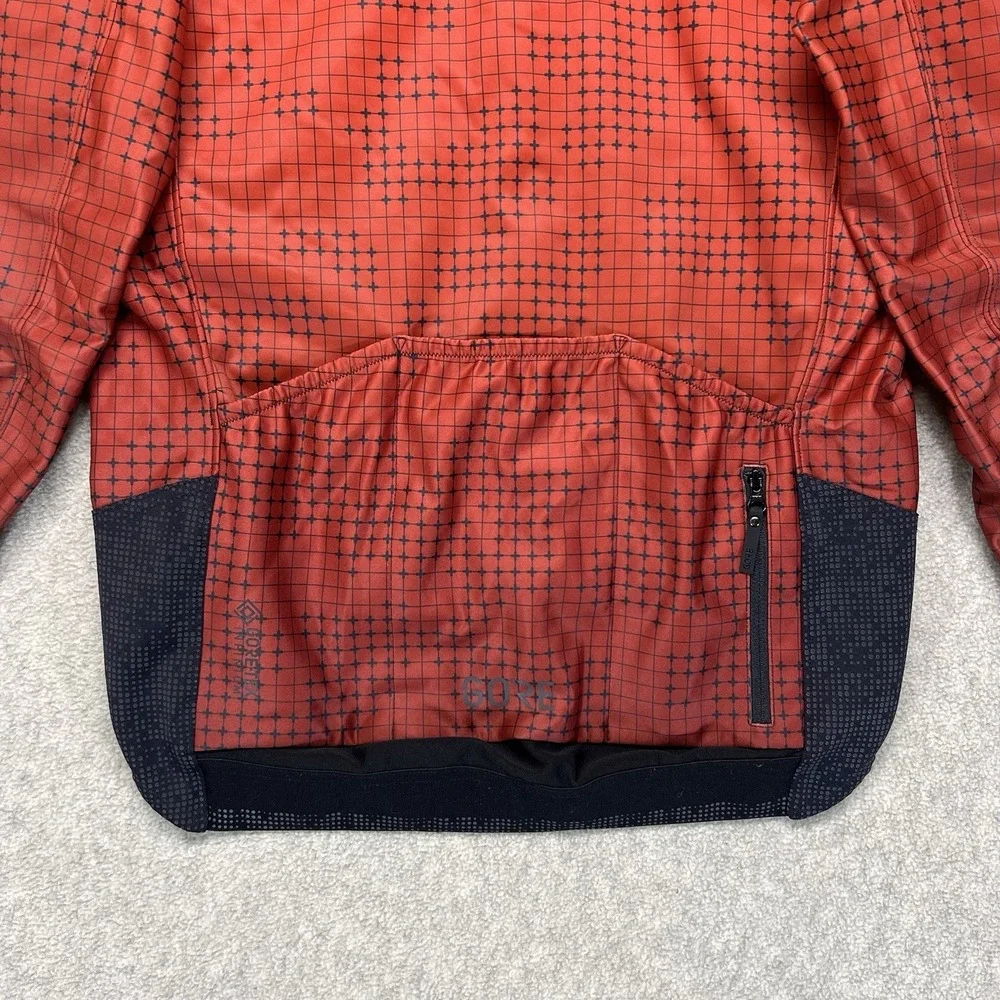 Gore Wear Cycling Jacket Mens Medium Red‎ Black Full Zip Thermal Bike Jersey